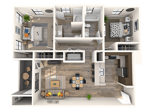 Two bedroom floor plan at EVERETT APARTMENT HOMES, Las Vegas, 89113