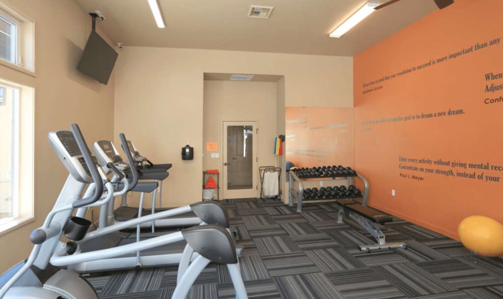Gym with fitness equipment