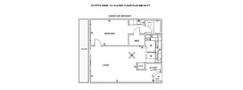 Fayette arms 1x1 Floorplan 598 sqft