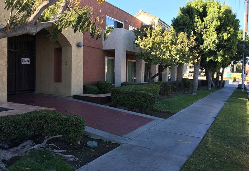 Sidewalk near buildings 