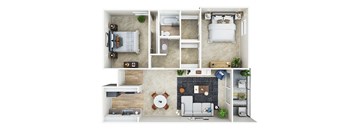 3D two bedroom one bath