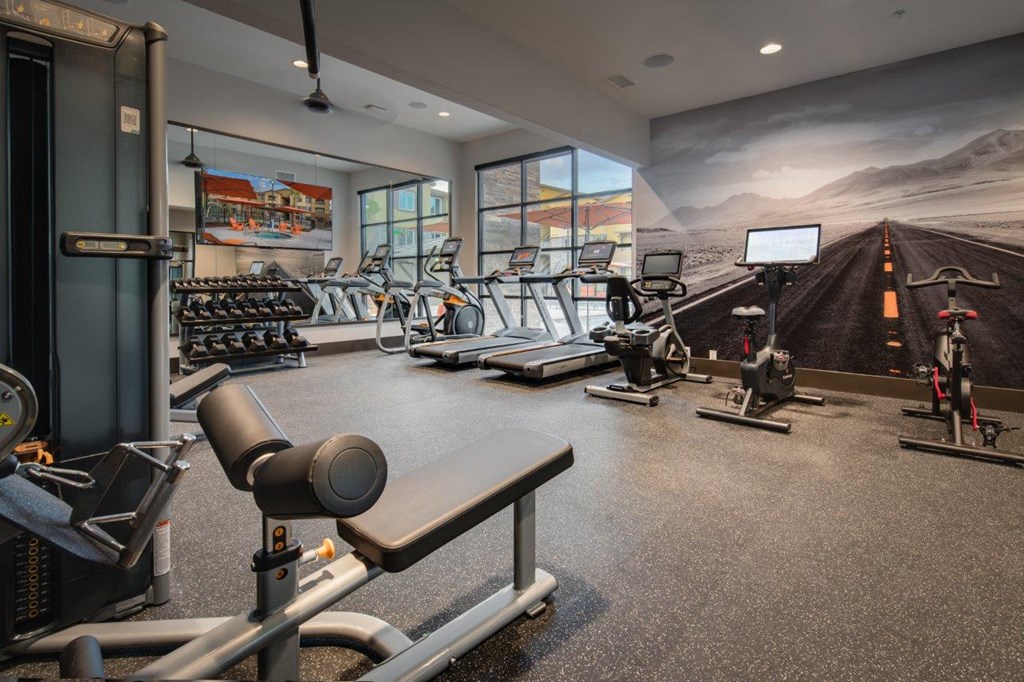 Apartments for Rent in Roseville CA - Fully Equipped Fitness Center Featuring Various Cardio and Weights Equipment