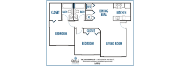 The Edge at Town Center 2 bedroom 2 bath 2 D floor plan