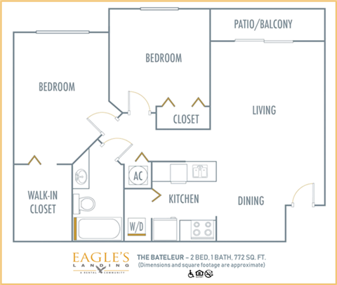 two bedroom 2 bath floor plan A at Eagles Landing, Miami Gardens