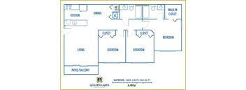 Three bedroom floor plan 