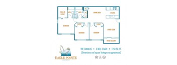 Three bedroom floor plan