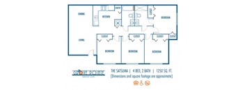 Four bedroom floor plan Grove Pointe Apartments Ruskin Florida