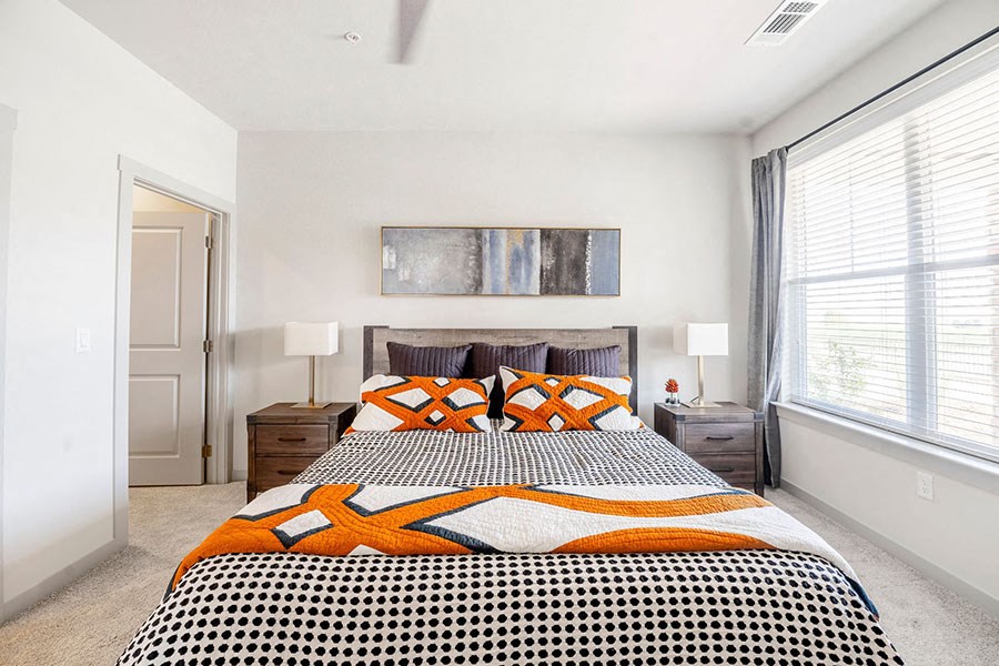 Bedroom with large window