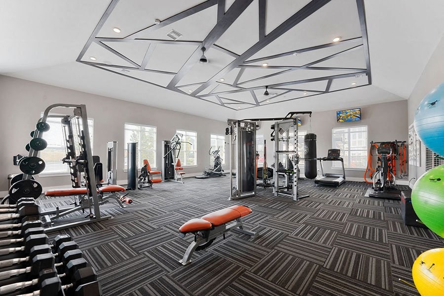 Fitness room with cardio and strength equipment 