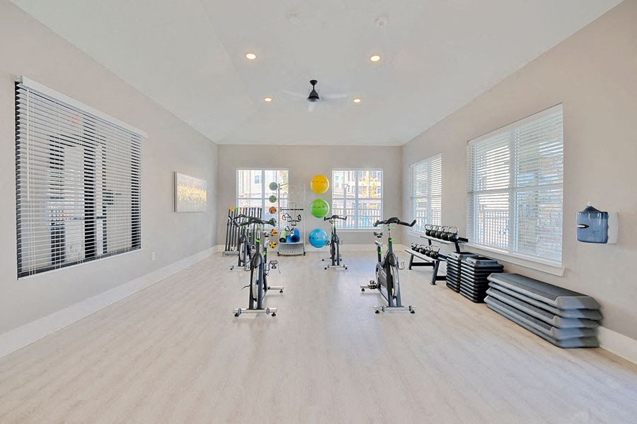 Yoga studio with equipment 