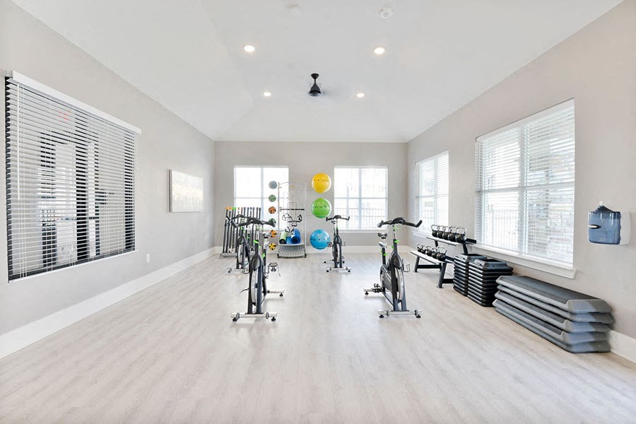 Yoga studio with equipment 