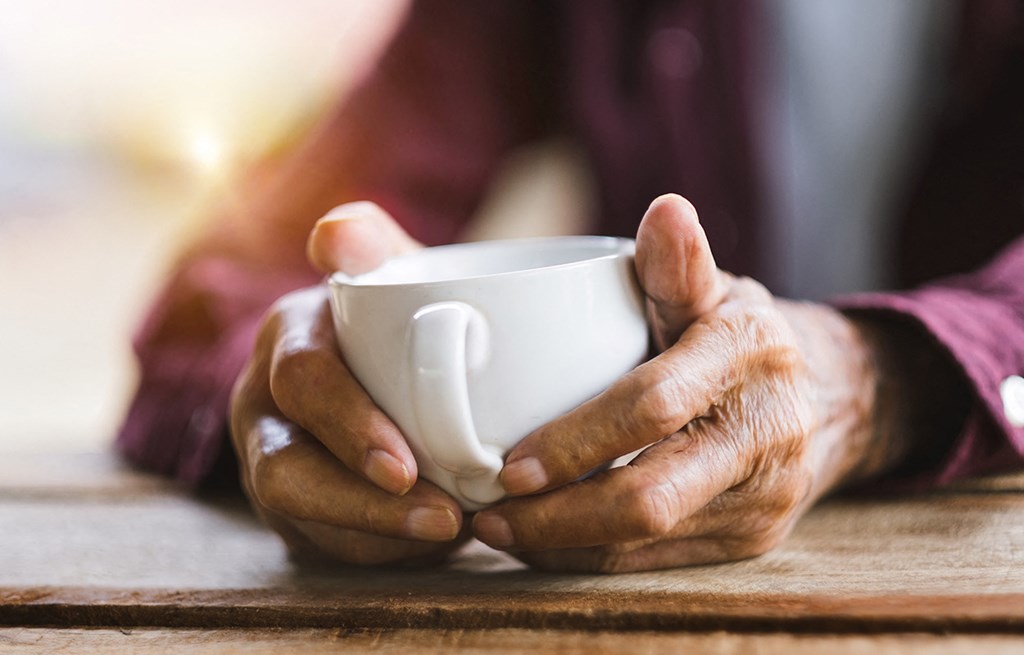 Enjoying a hot beverage