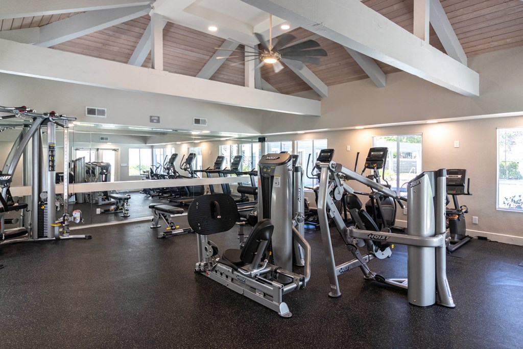 the gym with fitness equipment