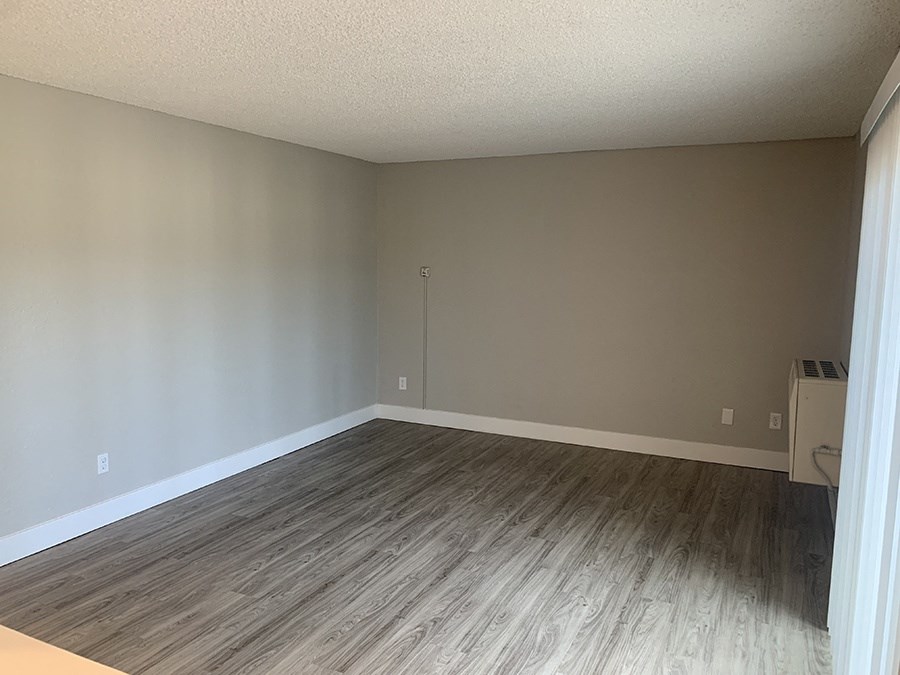 large bedroom with plank flooring