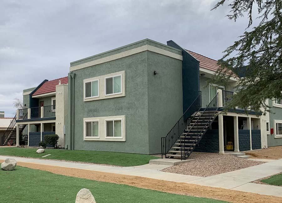 Building exterior with walkway