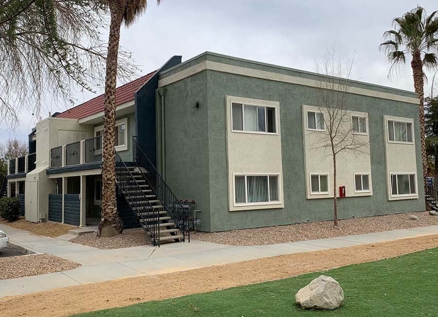 Building exterior with walkway