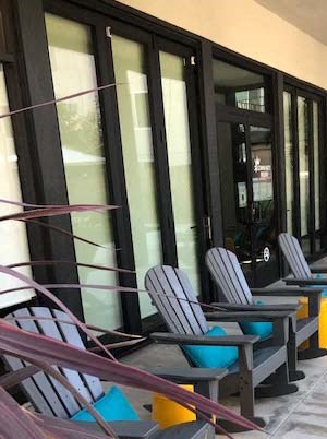 Row of chairs outside