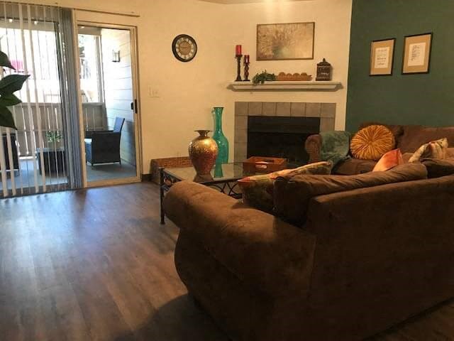 living room with fireplace