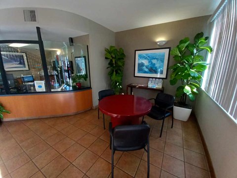 lobby area with seating at Borregas Court Apartments, Sunnyvale, CA