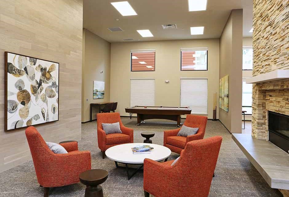 Seating by fireplace