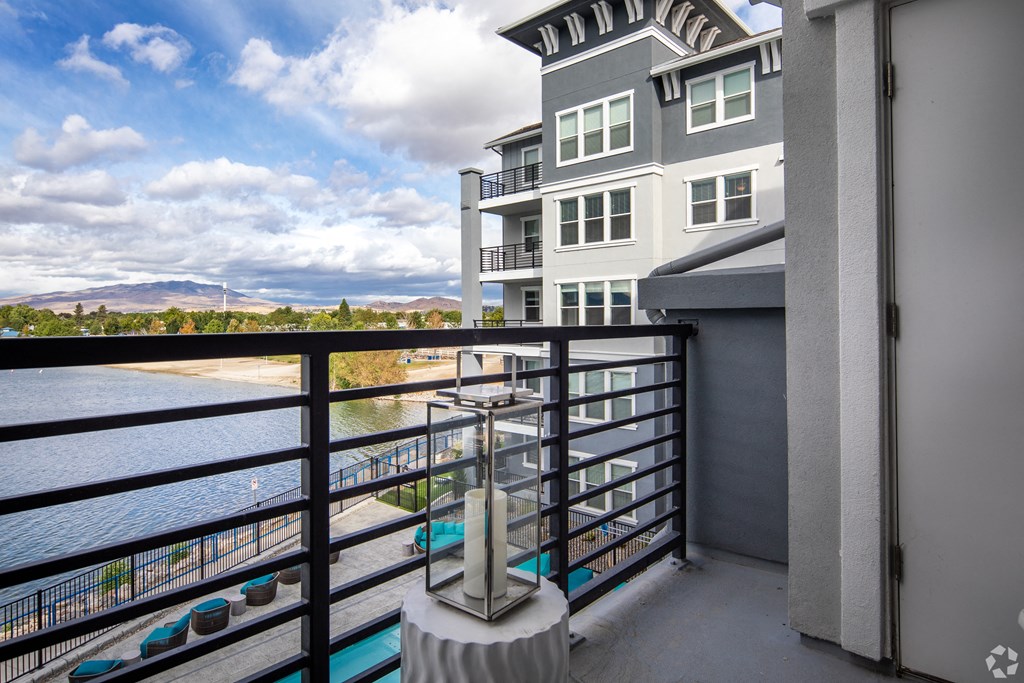 Luxury Apartments in Sparks, NV - Waterfront at the Marina - Exterior View of the Apartment Building From The Patio