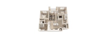 2 bedroom 3D floor plan at Ironwood Ranch, Maricopa Arizona