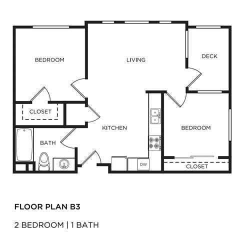 2 bed 1 bath Floor Plan B3 at Vintage at Anacapa Canyon, Camarillo, 93012