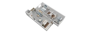 2 Bedroom 2 bath 903 sq ft 3D floor plan