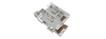 1 Bedroom 1 bath 3D floor plan