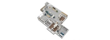 2 Bedroom 2 bath 3D floor plan