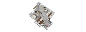 2 Bedroom 2 bath 3D floor plan