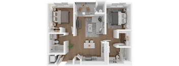 a floor plan of a house with a bedroom and a living room