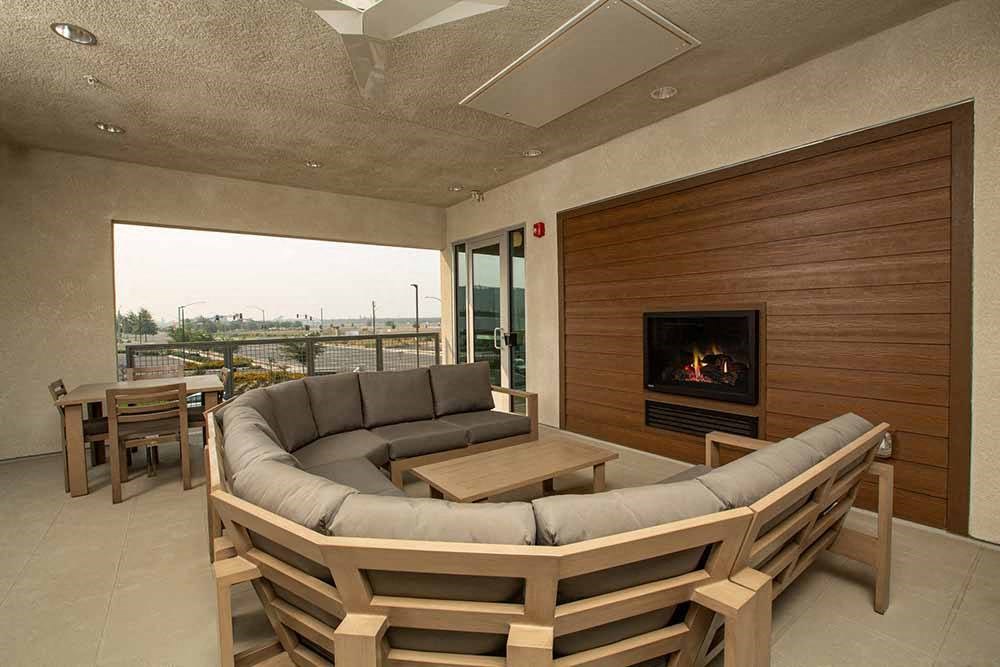 patio seating by fireplace at ALLURE AT 2920, Modesto, CA