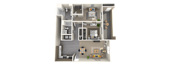 Two bedroom floor plan at ARISTA APARTMENT HOMES, Las Vegas