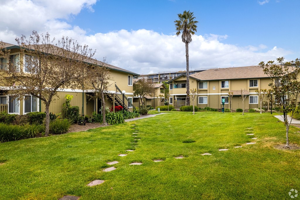 the view of our apartments from the grass yard