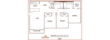 Siesta Pointe 3 bedroom 3 bath 2D floor plan