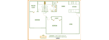 Mission Bay Apartments 2 bedroom 2D floor plan