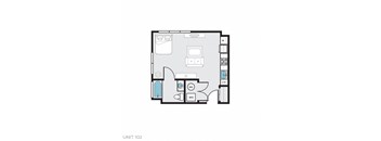 Market at the Club Apartmentss 102 ST 398 Sqft floor plan