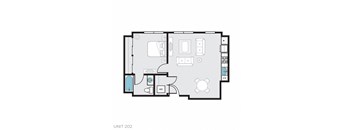 Market at the Club Apartments 202 1x1  582 Sqft floor plan