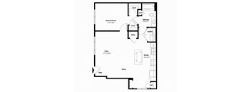 One bedroom floor plan l Avia at the Lakes in Oklahoma City OK