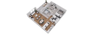 Lake Meridian Shores 3 bedroom den 3D floor plan