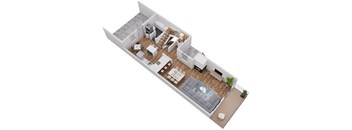 Lake Meridian Shores townhome first floor 3D floor plan