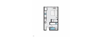 Studio 1 bath floor plan at THE MOD AT MIDTOWN Apartments, SACRAMENTO, 90028