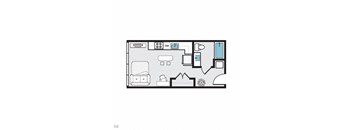 Studio 1 bath floor plan C at THE MOD AT MIDTOWN Apartments, California