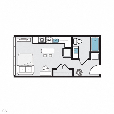 Studio 1 bath floor plan C at THE MOD AT MIDTOWN Apartments, California