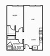 One bedroom floor plan 720 square feet