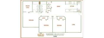 Mission Pointe apartments 3 bedroom 2D floor plan
