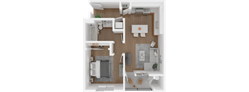 a floor plan of a house with a bedroom and a living room