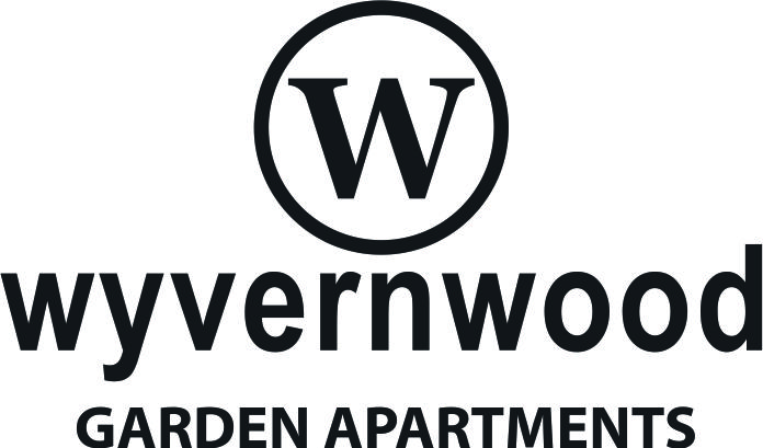 A logo for a company named Wyvernwood Garden Apartments.