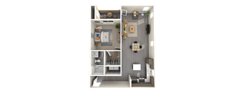 One bedroom floor plan at ARISTA APARTMENT HOMES, Las Vegas, NV, 89183